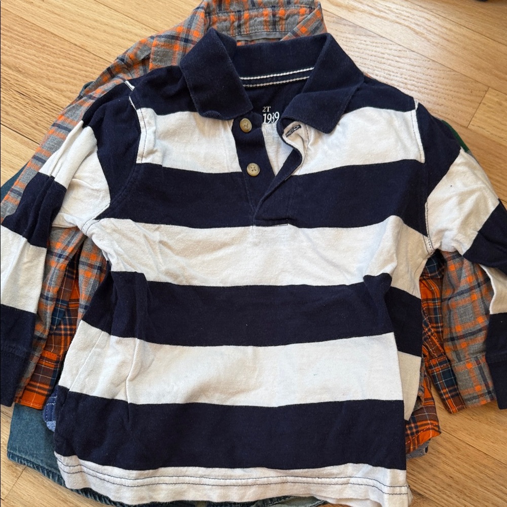 Assorted Boys Long Sleeve Collard Button-Down & Rugby Shirts Multi-Color - Picture 7 of 8